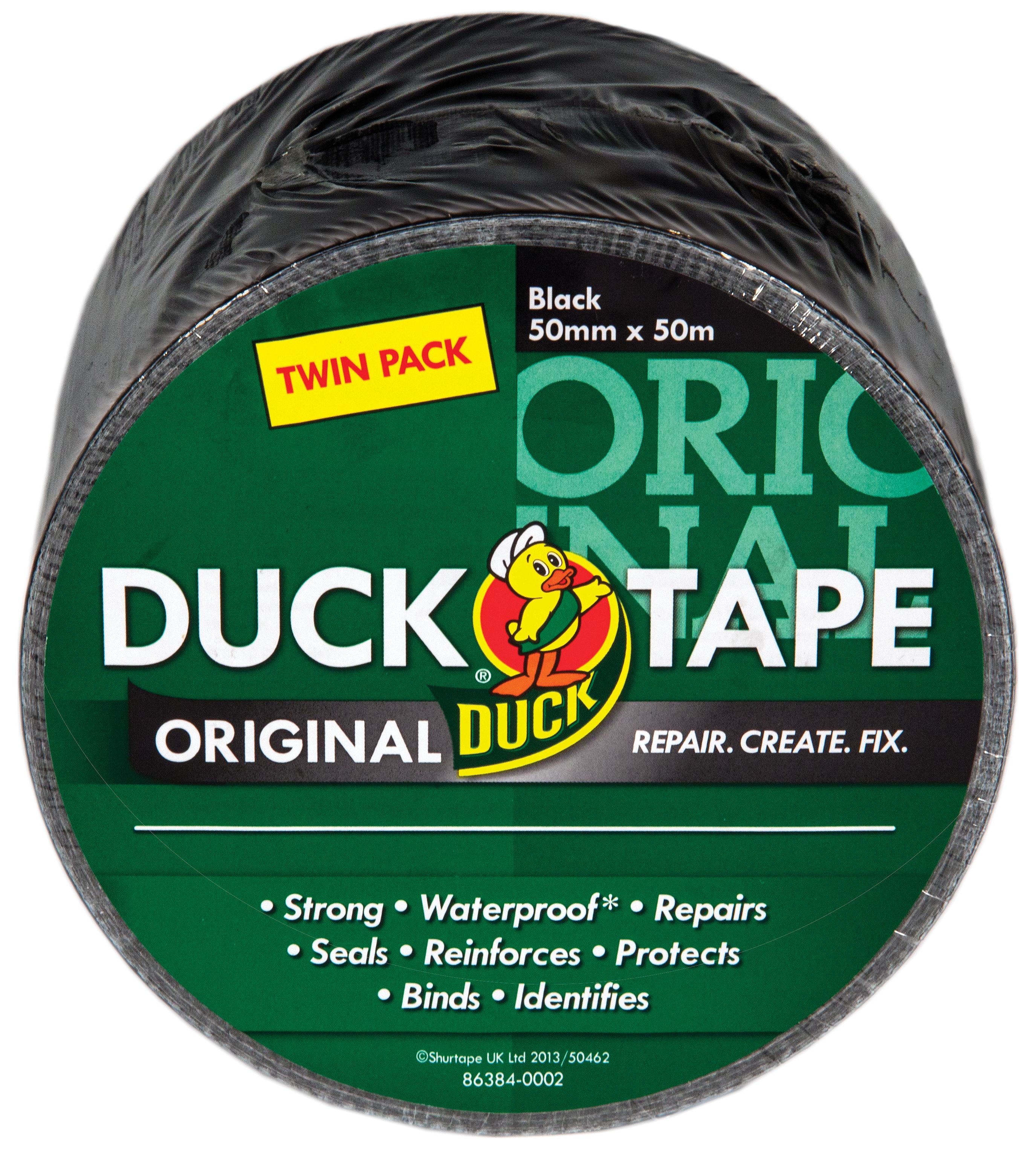 Image of Duck Tape Original Black 50mm x 25m Twin Pack
