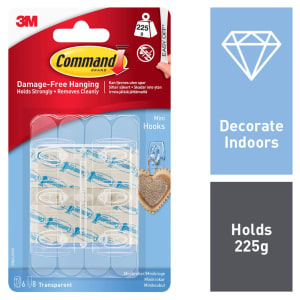 Command Clear Mini Hooks - Pack of 6