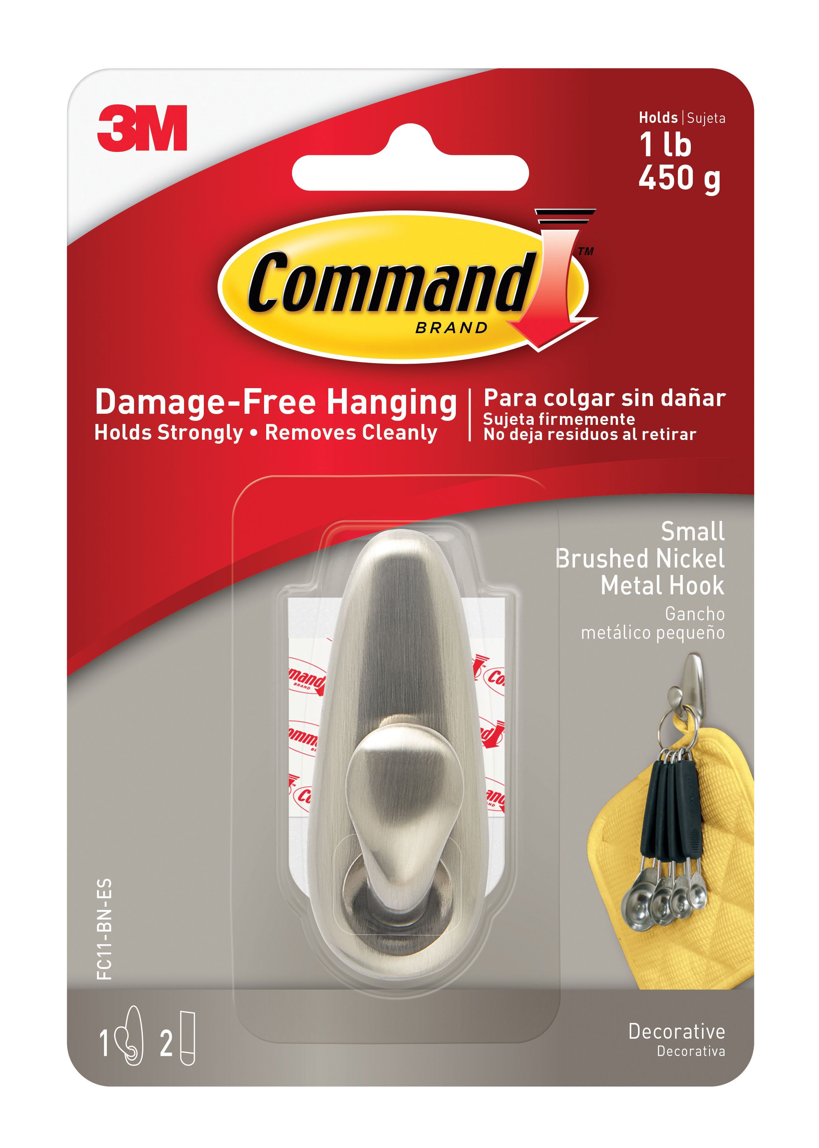 Image of Command Brushed Nickel Metal Small Hook