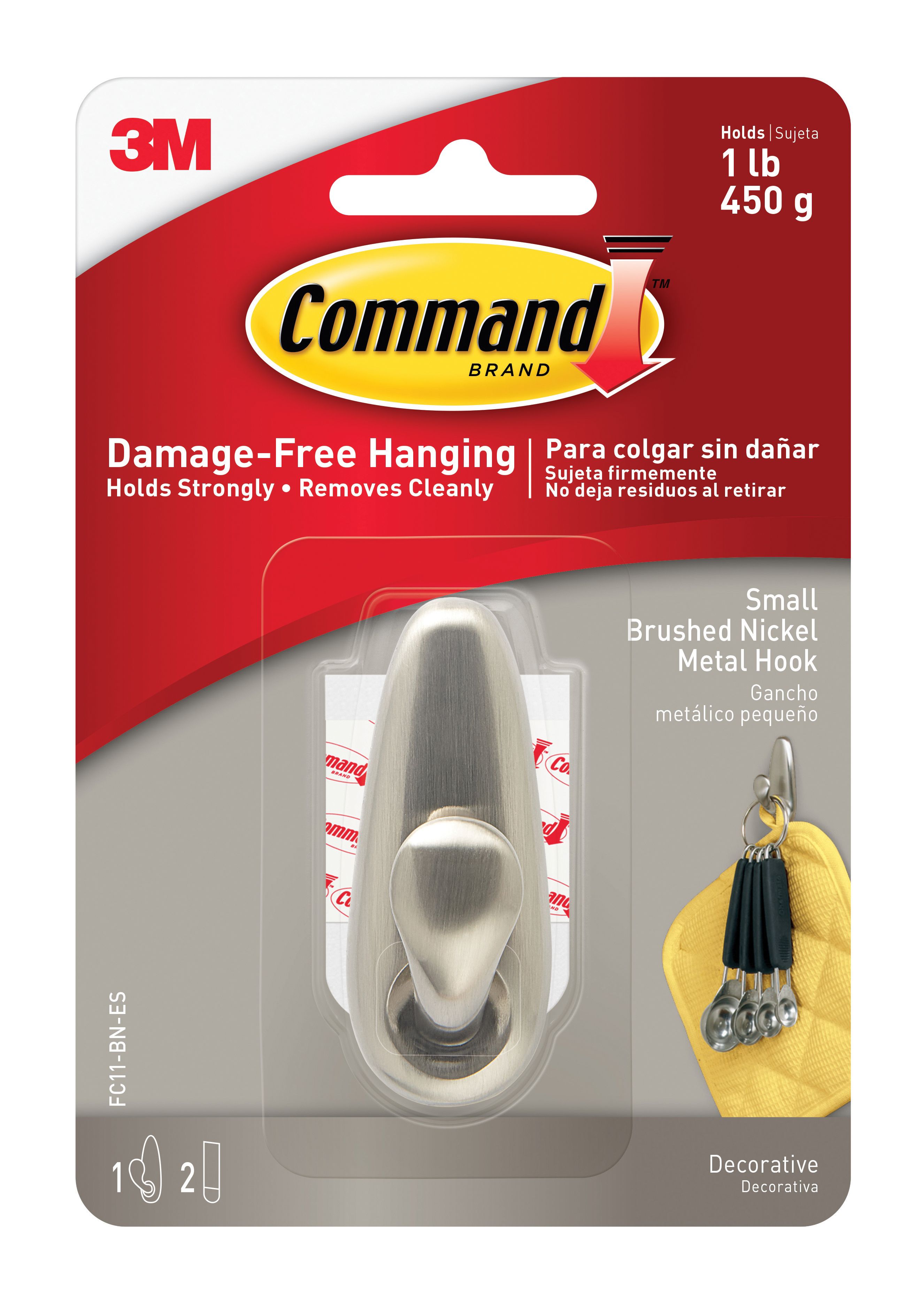 Command Brushed Nickel Metal Small Hook