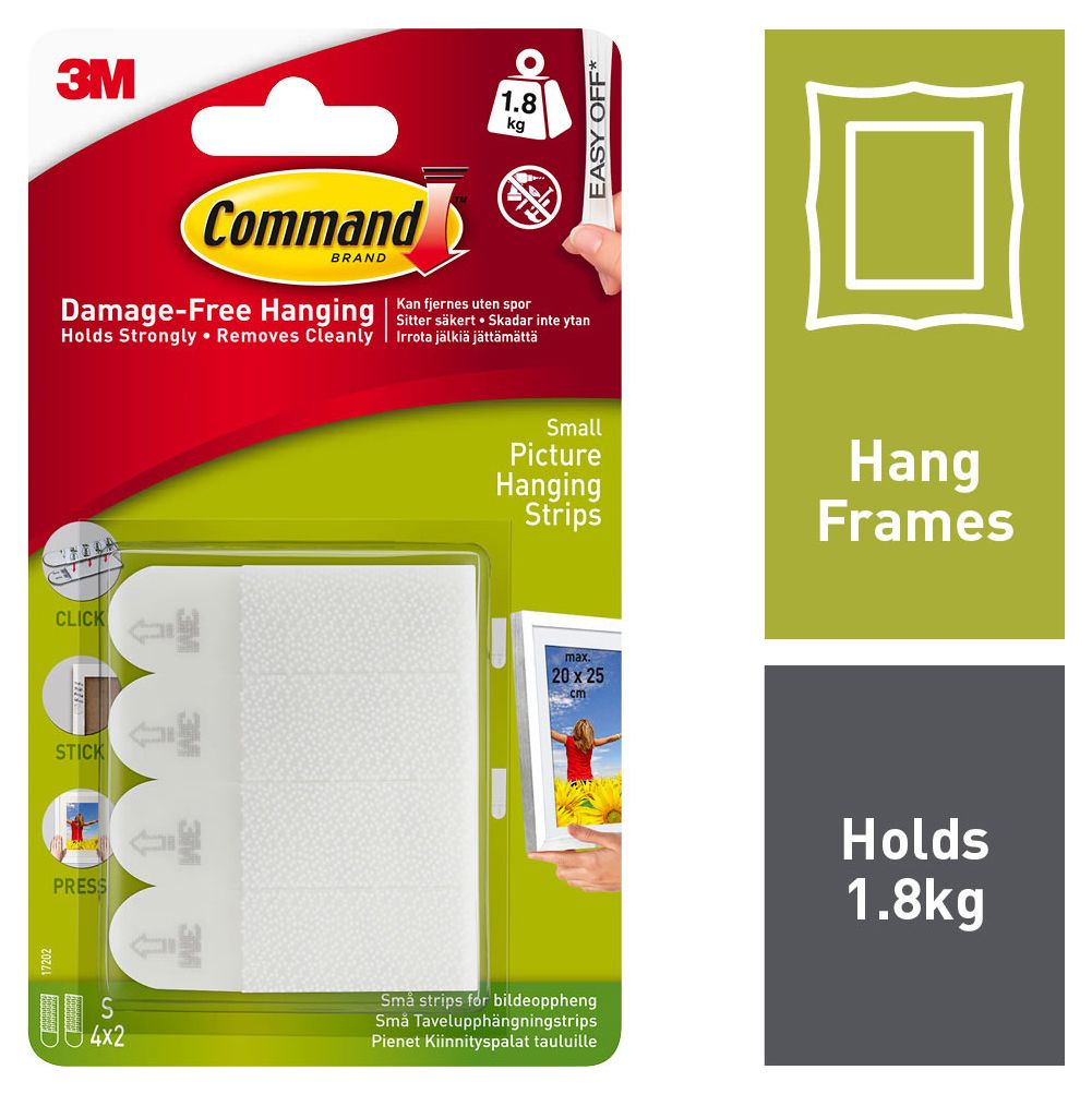 Image of Command White Small Picture Hanging Strips - Pack of 4