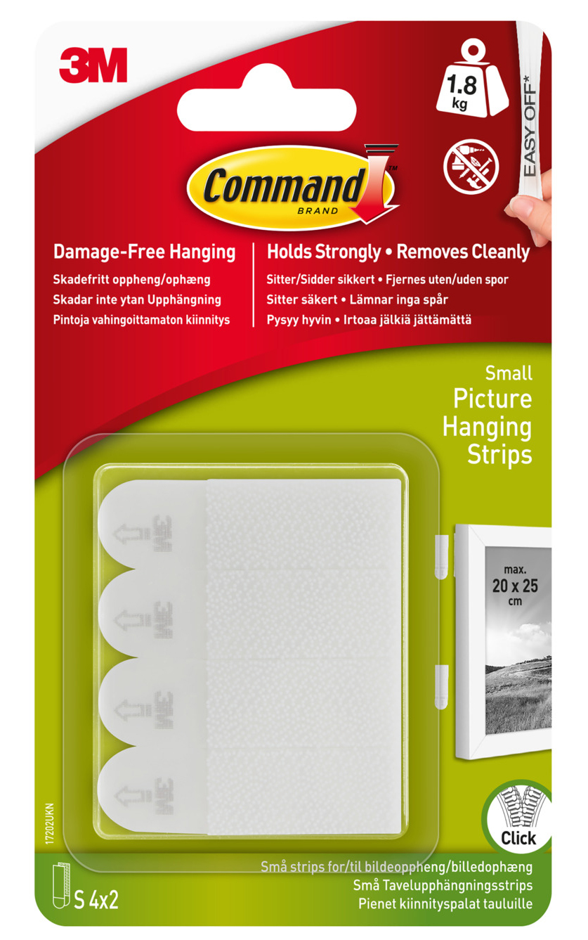 Command White Narrow Picture Hanging Strips - Pack of 4