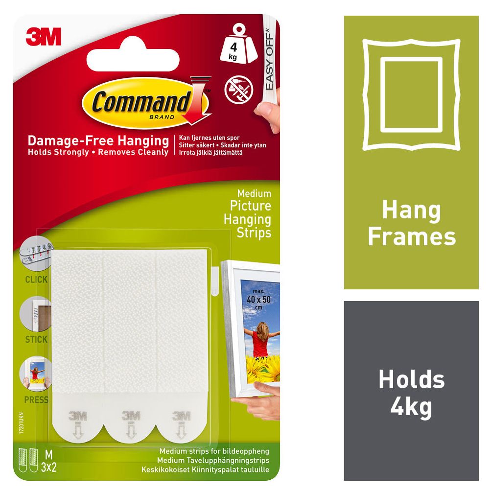 Image of Command White Medium Picture Hanging Strips - Pack of 3