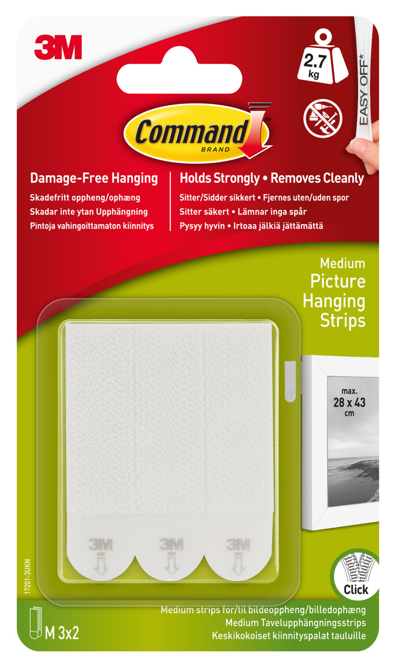 Command White Medium Picture Hanging Strips - Pack of 3