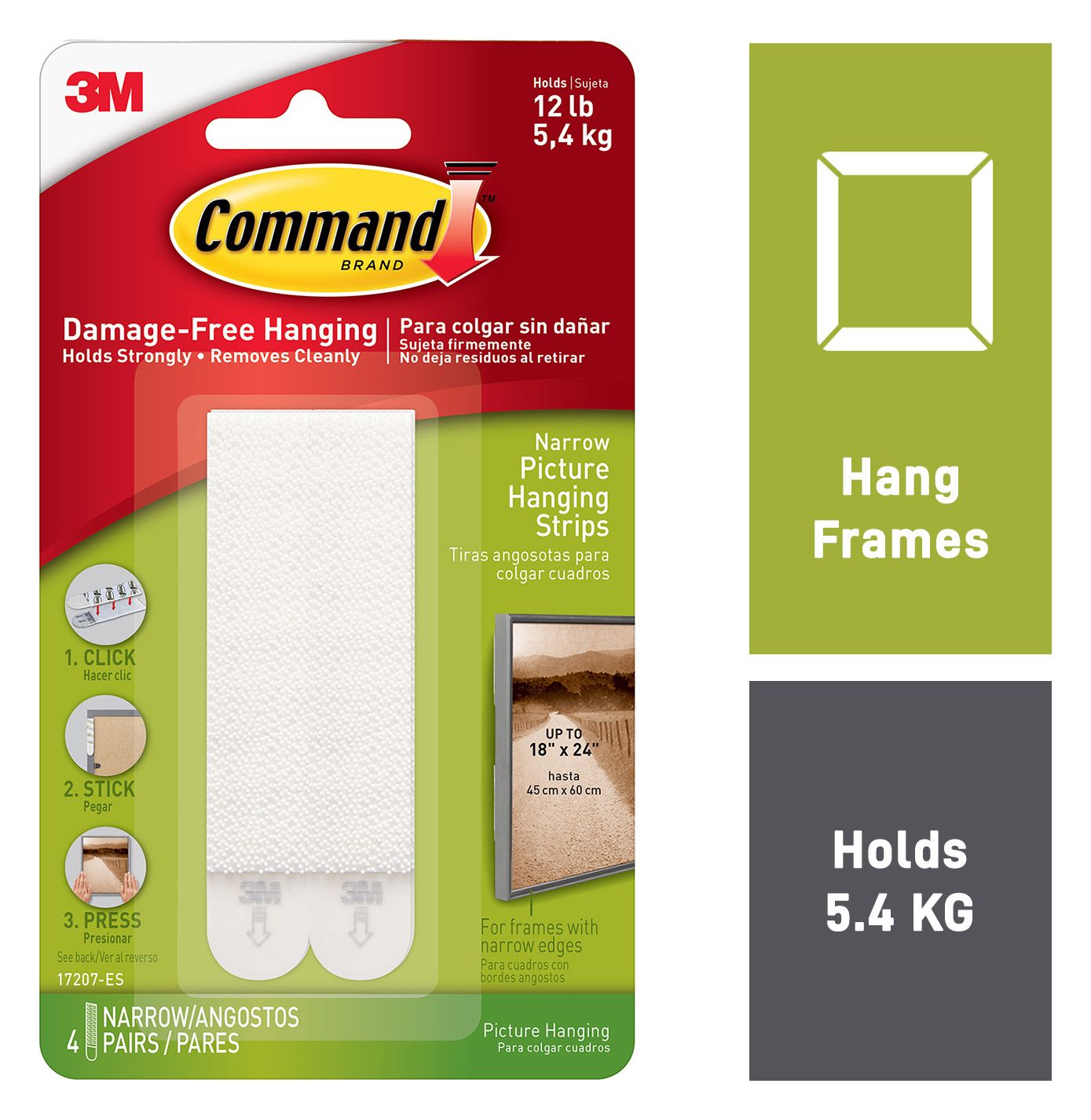 Image of Command White Narrow Picture Hanging Strips - Pack of 4