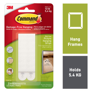 Command White Narrow Picture Hanging Strips - 4 Pairs