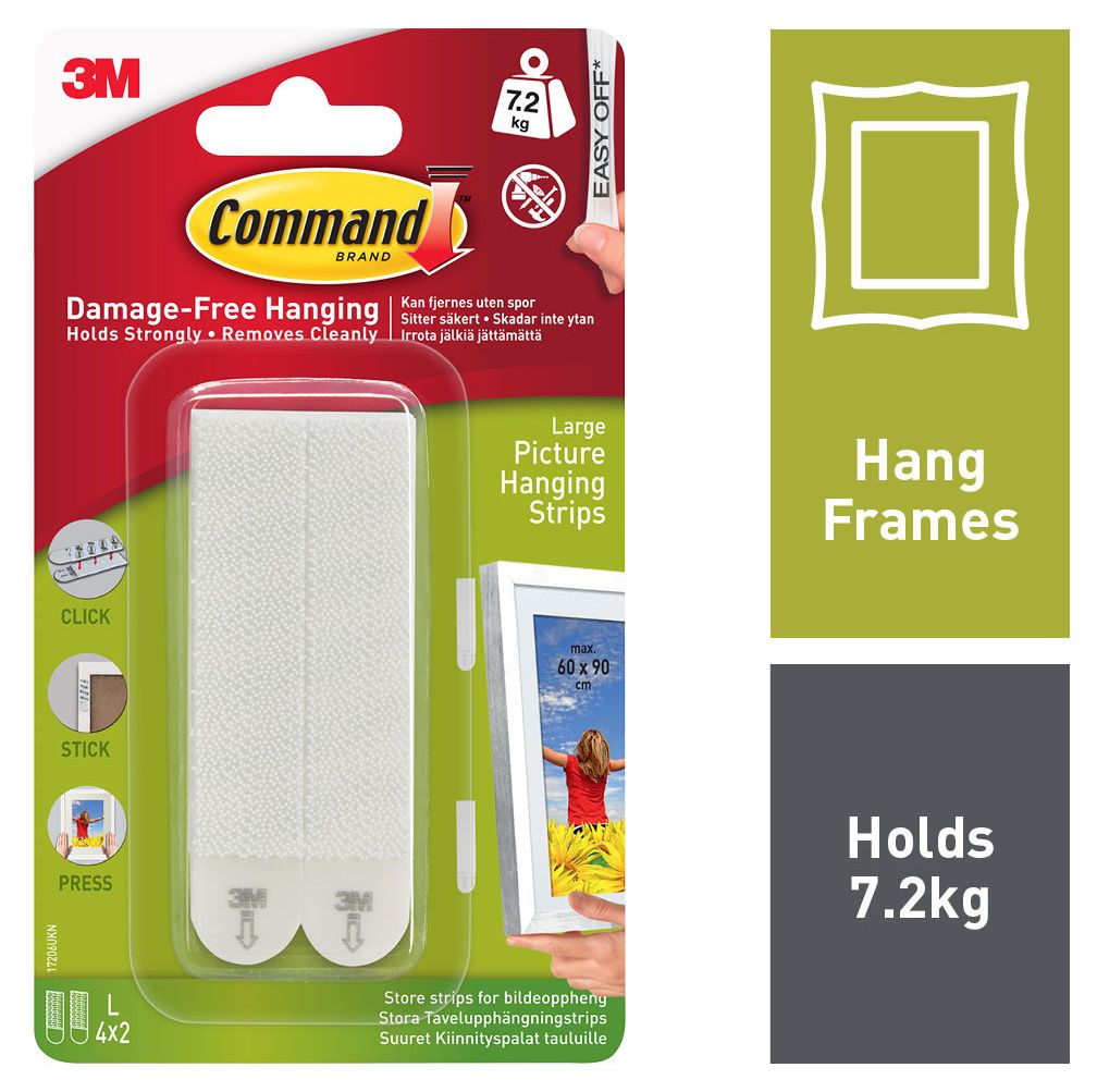 Image of Command White Large Picture Hanging Strips - 4 Pairs