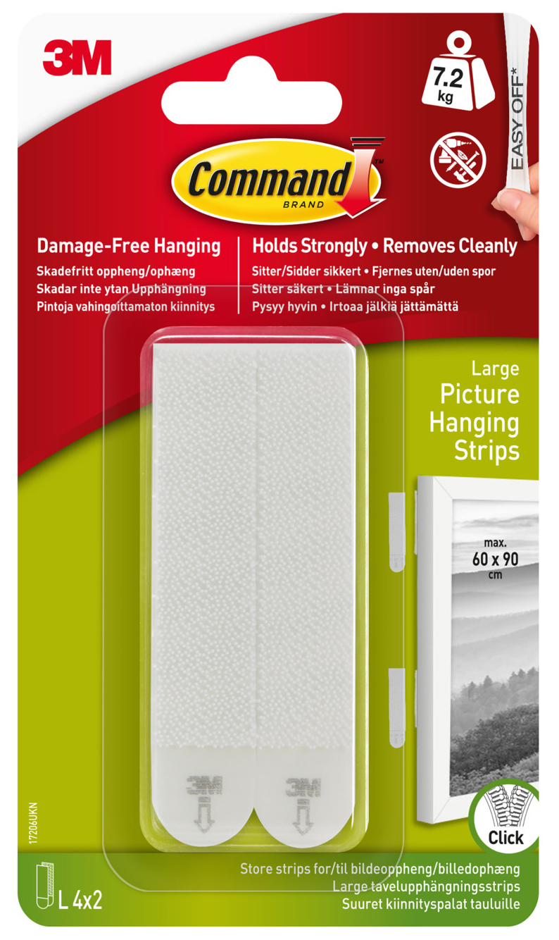 Image of Command White Large Picture Hanging Strips - 4 Pairs