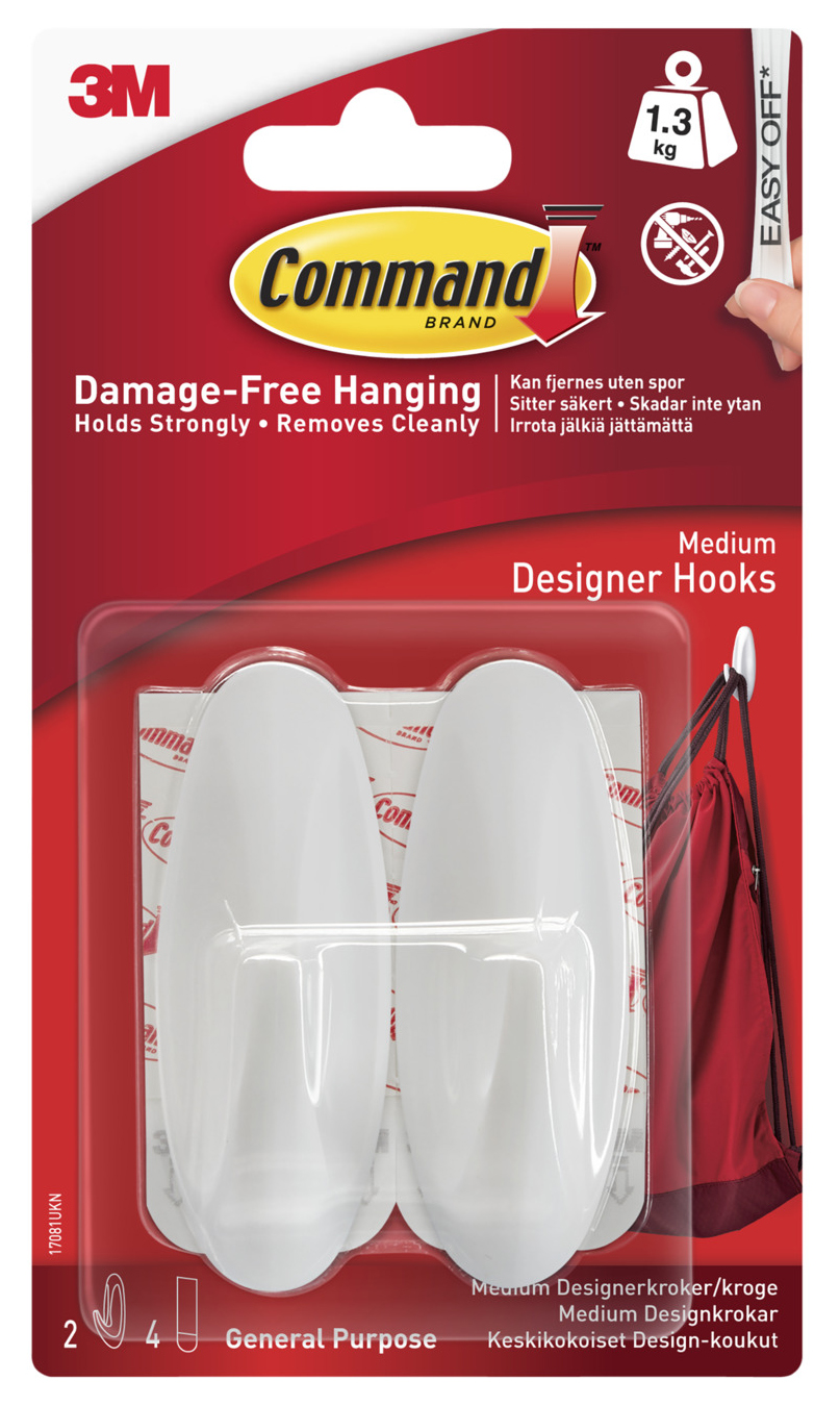 Image of Command White Medium Oval Hooks - Pack of 2