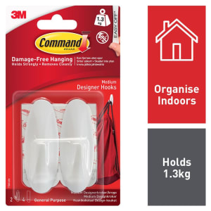 Command White Medium Oval Hooks - Pack of 2