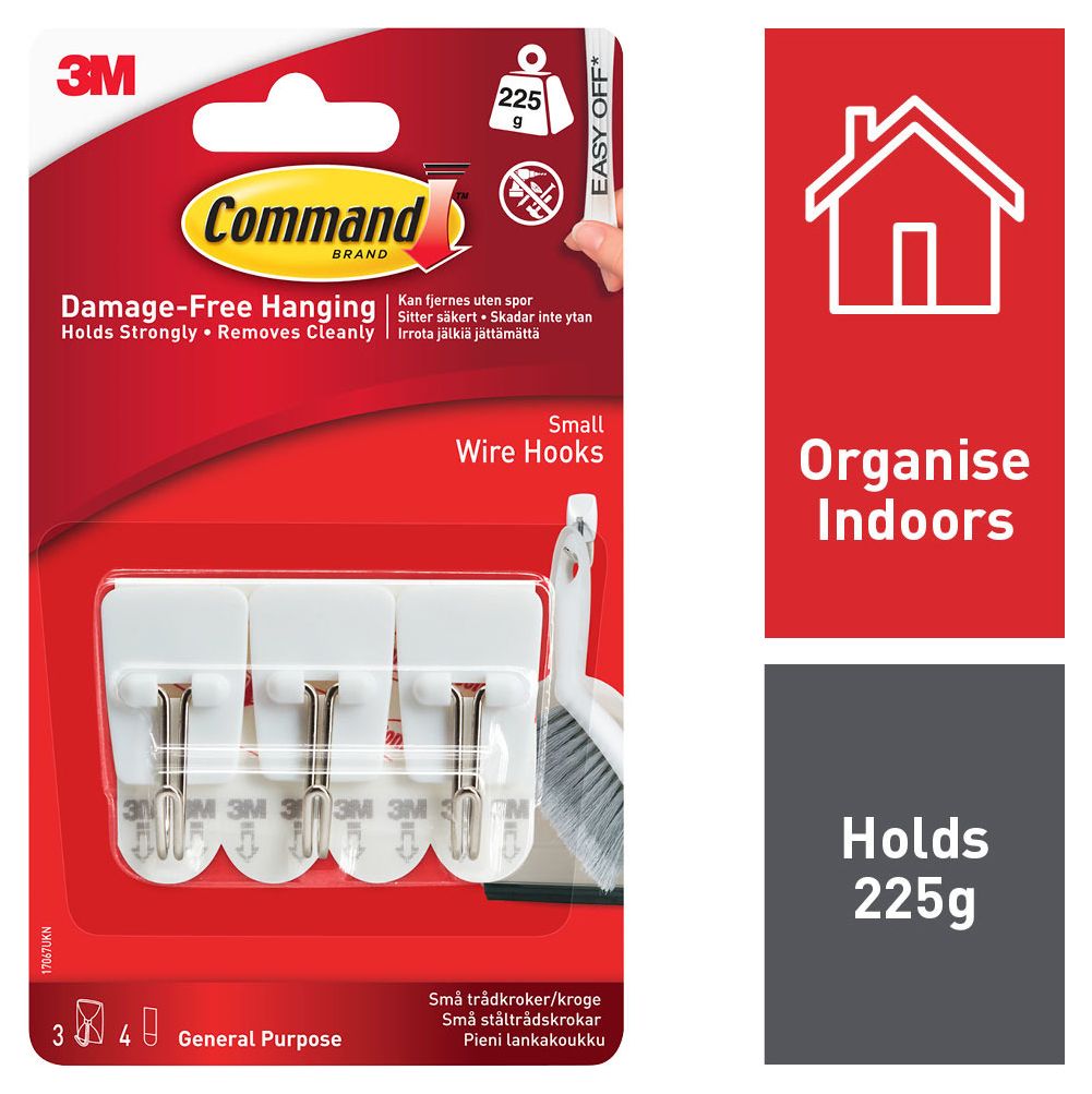 Image of Command White Small Wire Hooks - Pack of 3