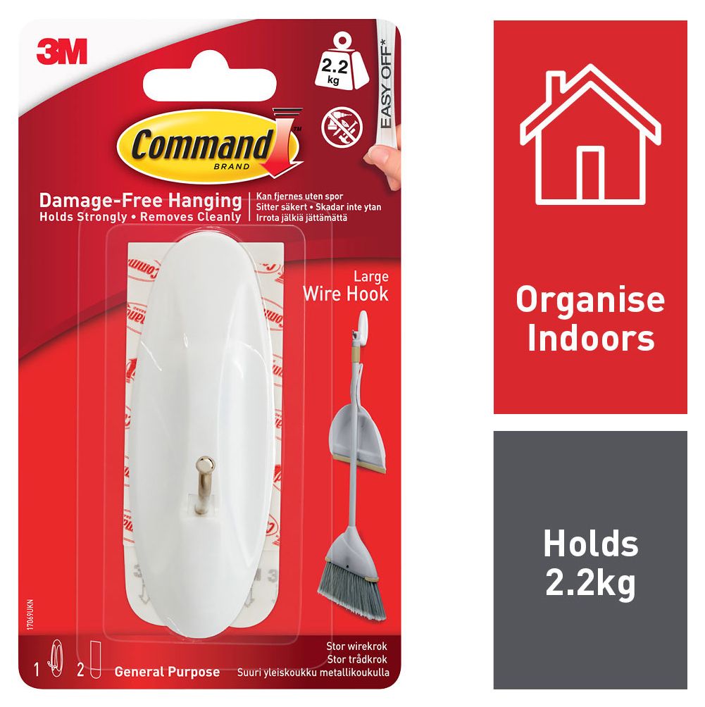 Command White Wire Hook - Large