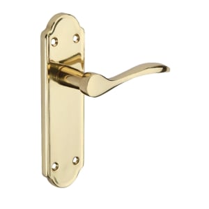 Wickes Romano Latch Door Handle - Polished Brass 1 Pair