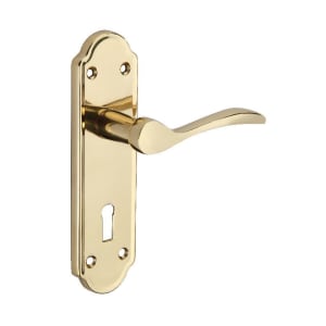 Wickes Romano Locking Door Handle - Polished Brass 1 Pair
