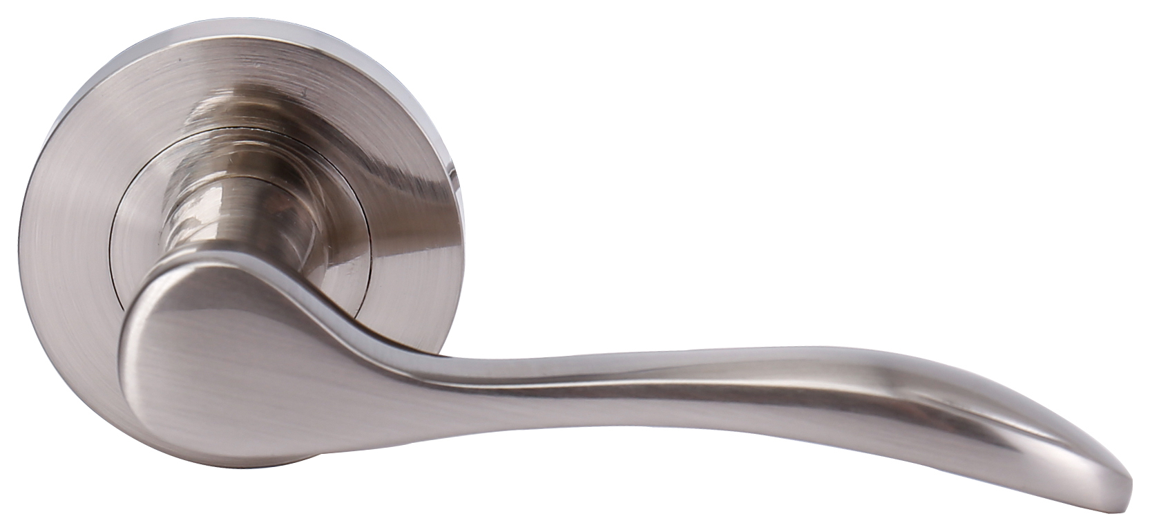 Paris Satin Nickel Round Rose Door Handle - 1 Pair