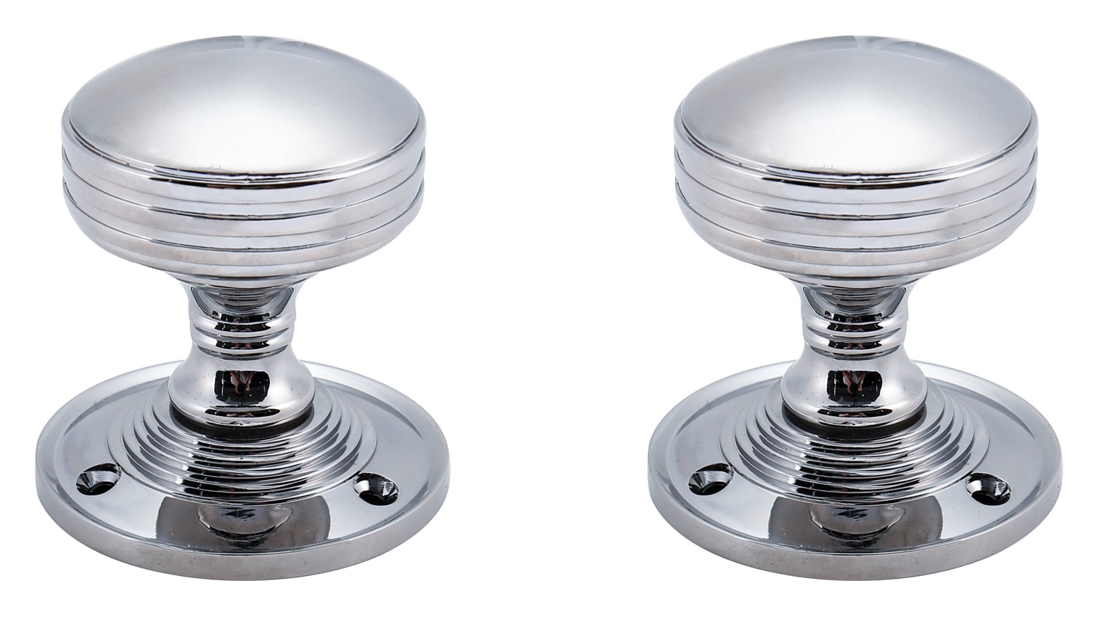 Faceted Crystal Mortice Sprung Door Knob - Chrome Base (Pair)