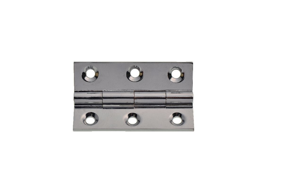 Image of Wickes Solid Brass Polished Chrome Plated Butt Hinge 51mm - Pack of 2