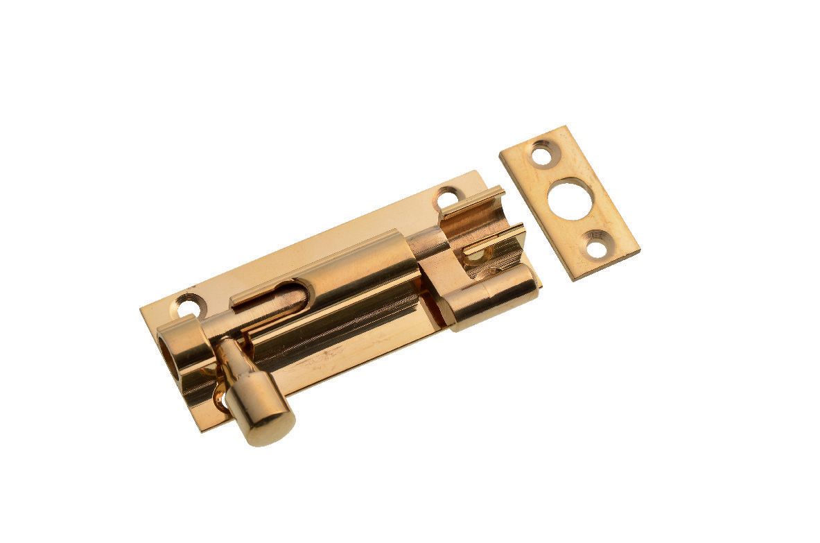 Image of Wickes Polished Brass Necked Barrel Bolt - 63mm