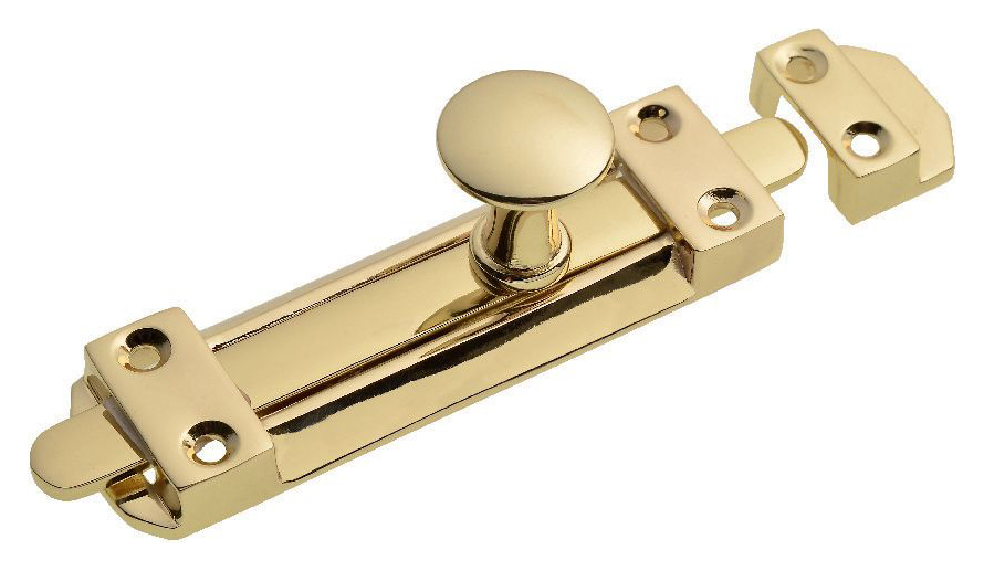 Image of Wickes Polished Brass Heavy Duty Flat Bolt - 100mm