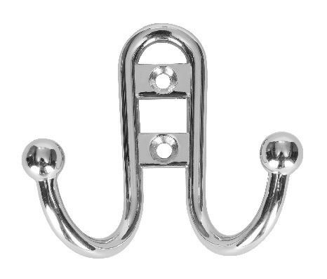 Image of Wickes 2 Pronged Hat & Coat Hook Ball End - Chrome