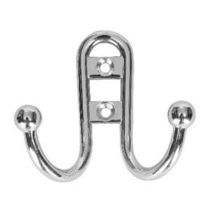 Wickes 2 Pronged Hat and Coat Hook Ball End - Chrome