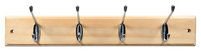 Wickes Hat & Coat Hook Rack - Pine & Chrome