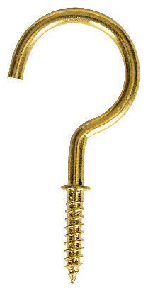 Image of Wickes Brass Shouldered Cup Hooks - 38mm - Pack of 10