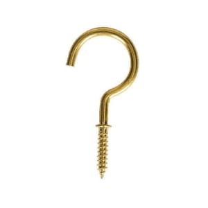 Wickes Shouldered Cup Hooks - Brass 38mm Pack of 10