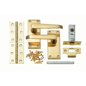 Wickes Rome Victorian Straight Latch Door Handle Set - Polished Brass 1 Pair