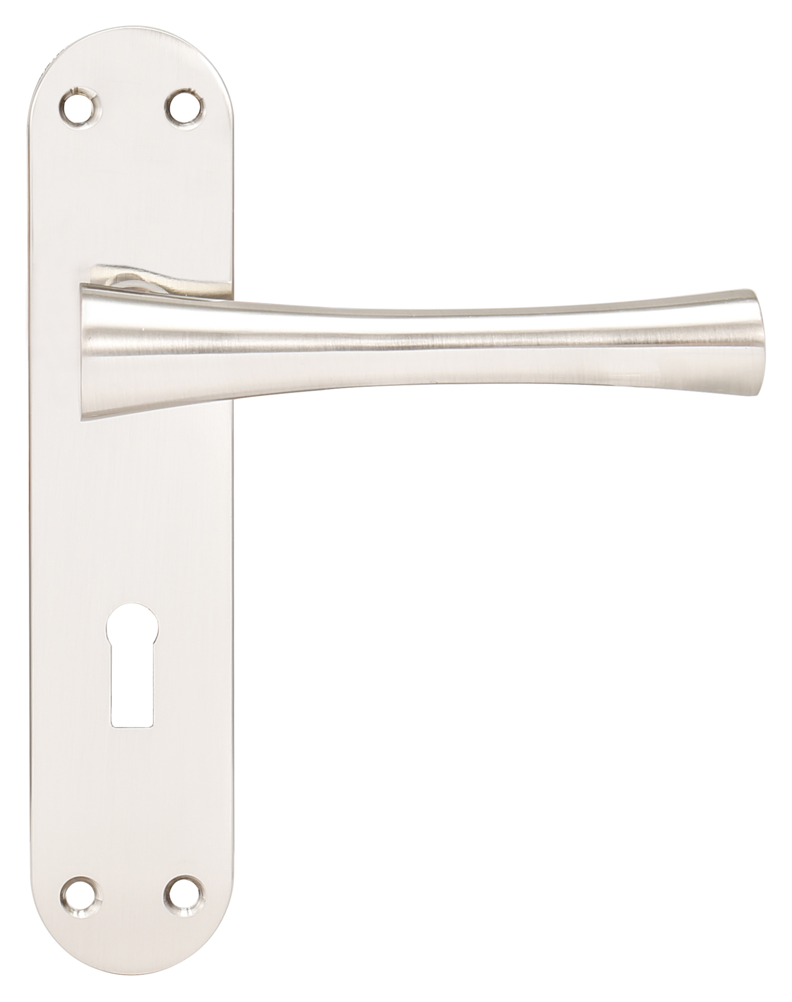 Monaco Satin Nickel Lock Door Handle - 1 Pair