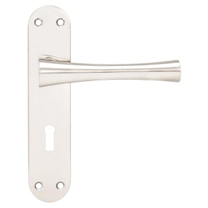Monaco Satin Nickel Lock Door Handle - 1 Pair