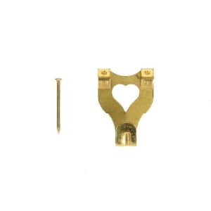 Wickes Double Picture Hook No.3 - Brass 33 x 25mm Pack of 10