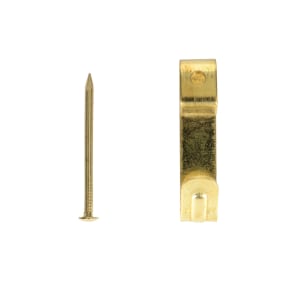 Wickes Brass Single Picture Hook No.1 - 27 x 6mm - Pack of 10