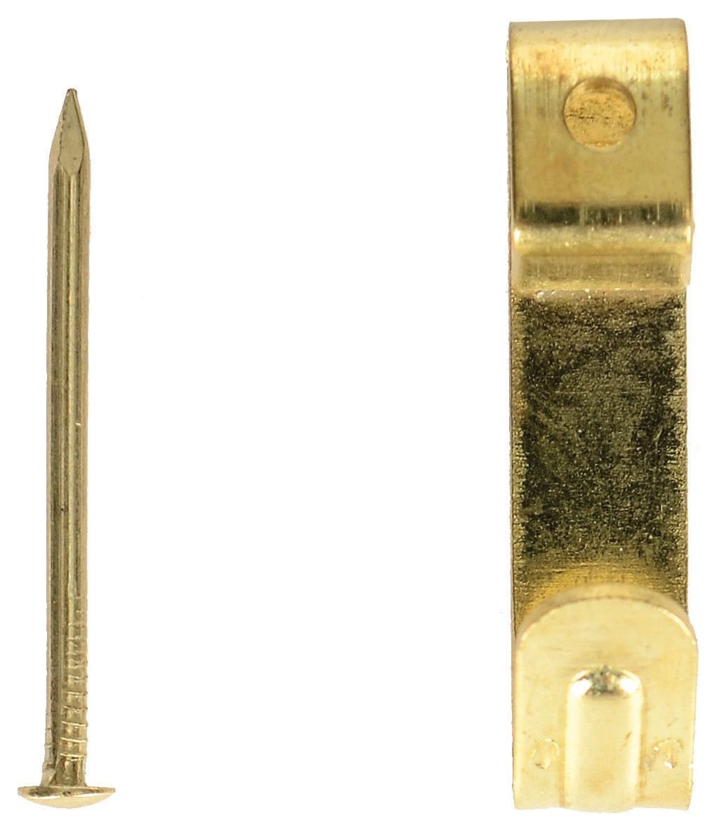 Wickes Brass Single Picture Hook No.1 27 x 6mm Pack of 10 Wickes