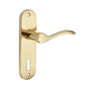 Wickes Elda Locking Door Handle - Polished Brass 1 Pair