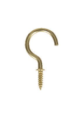 Image of Wickes Brass Shouldered Cup Hooks - 25mm - Pack of 10