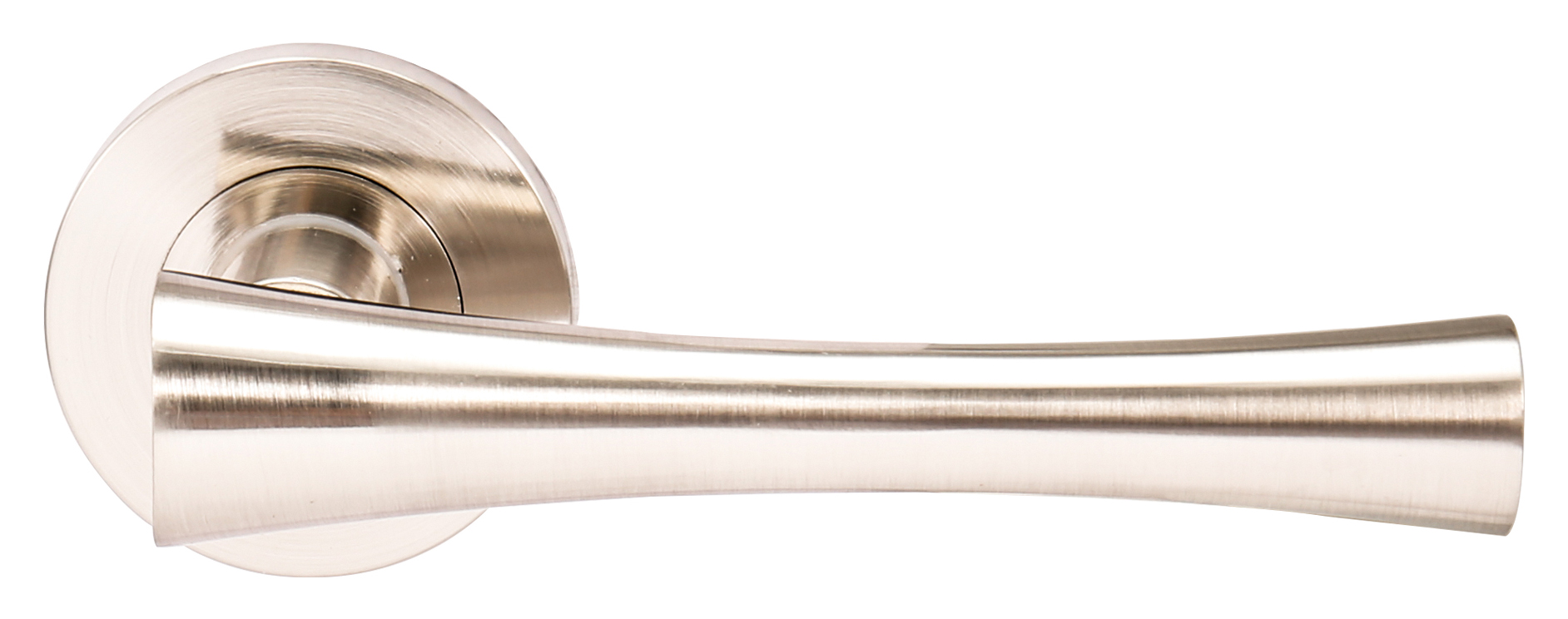 Monaco Satin Nickel Round Rose Door Handle - 1 Pair