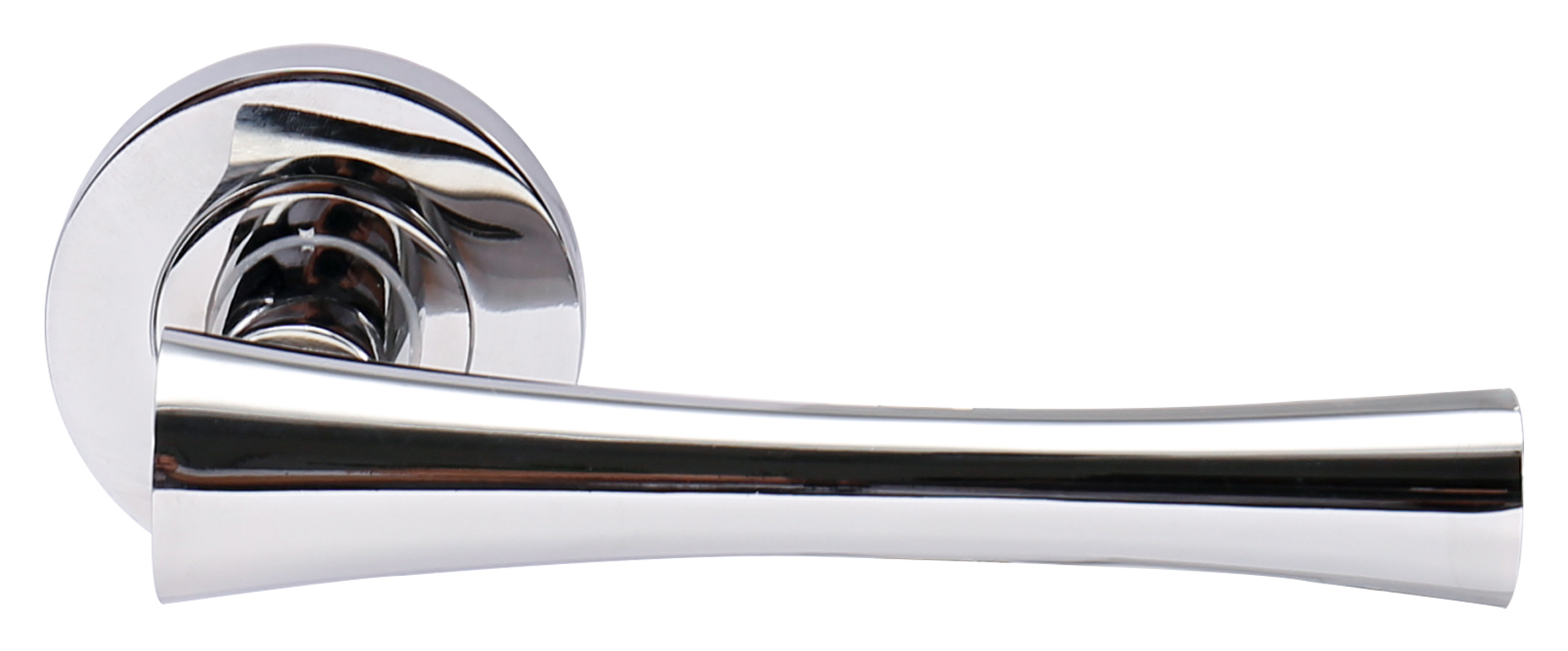 Image of Monaco Polished Chrome Round Rose Door Handle - 1 Pair