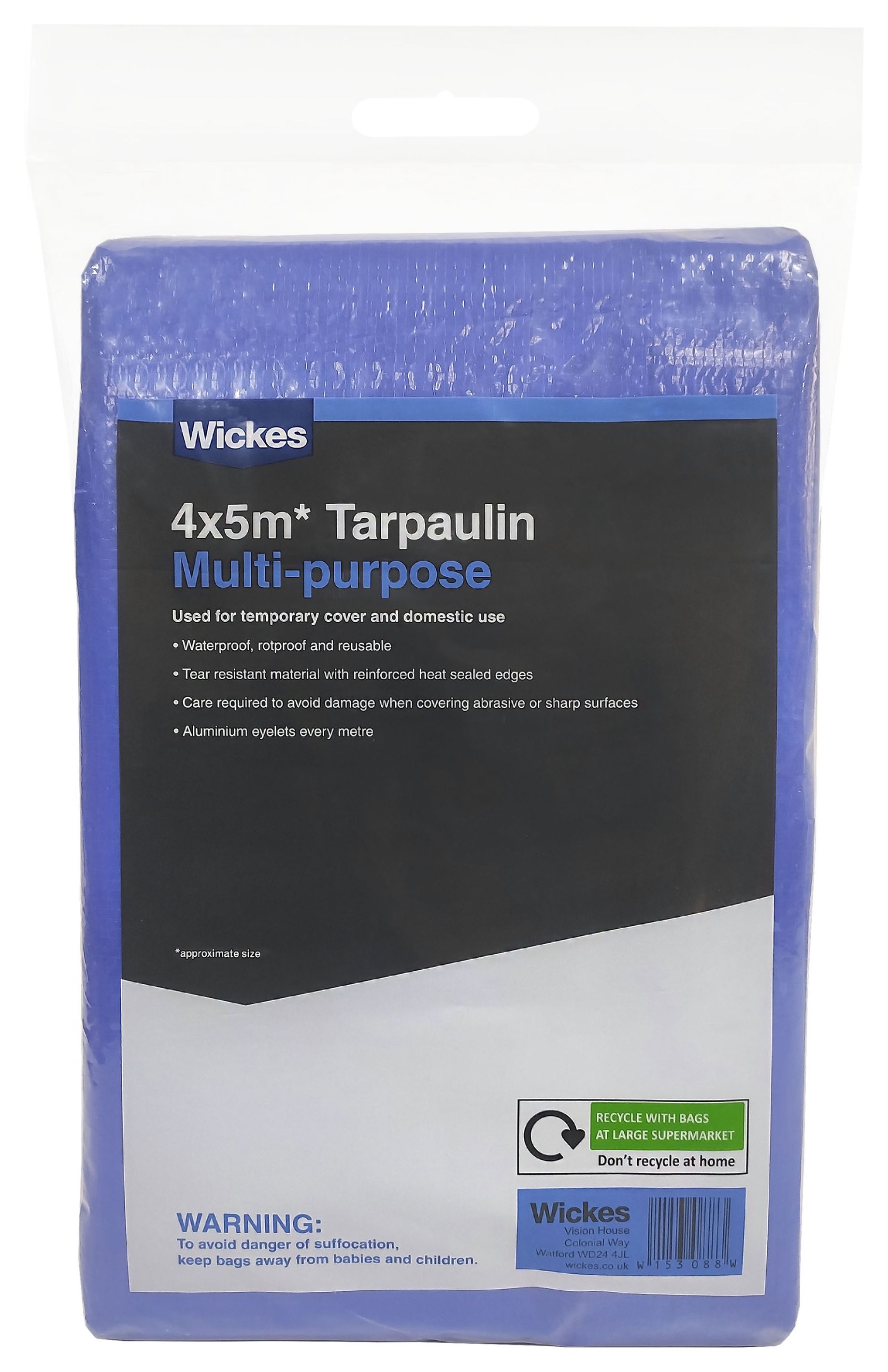 Image of Wickes Multi Purpose Tarpaulin - 4 x 5m