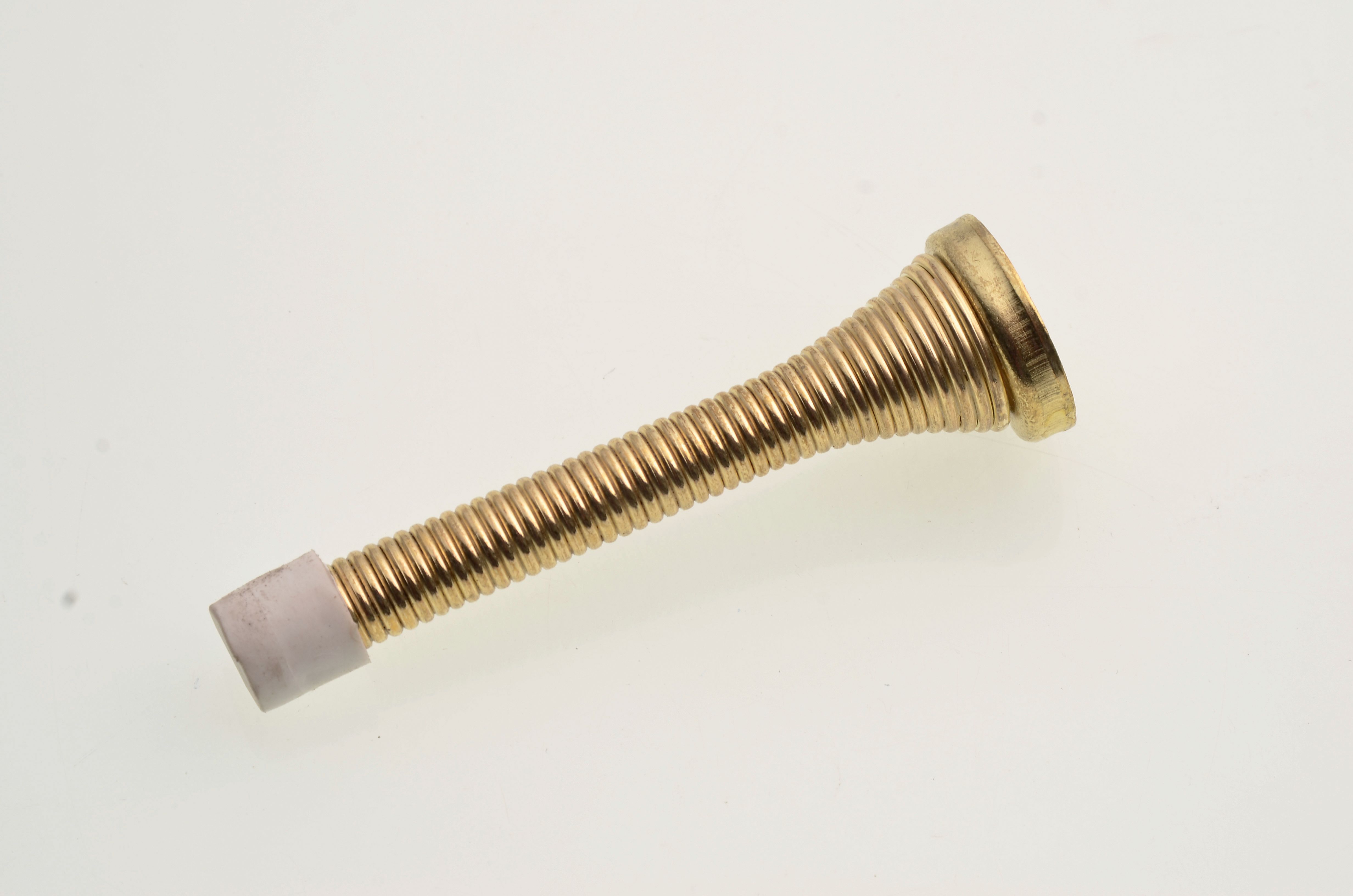 Image of Wickes Spring Door Stop - Brass 75mm Pack of 2