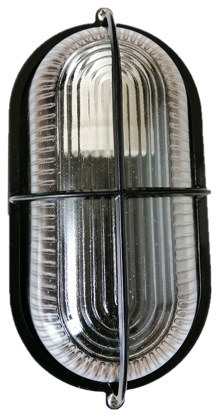 Image of Wickes Black Caged Oval Bulkhead Light - 60W