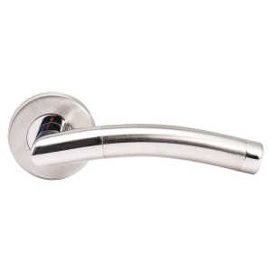 Wickes Sydney Round Rose Latch Door Handle - Satin & Polished Stainless Steel 1 Pair