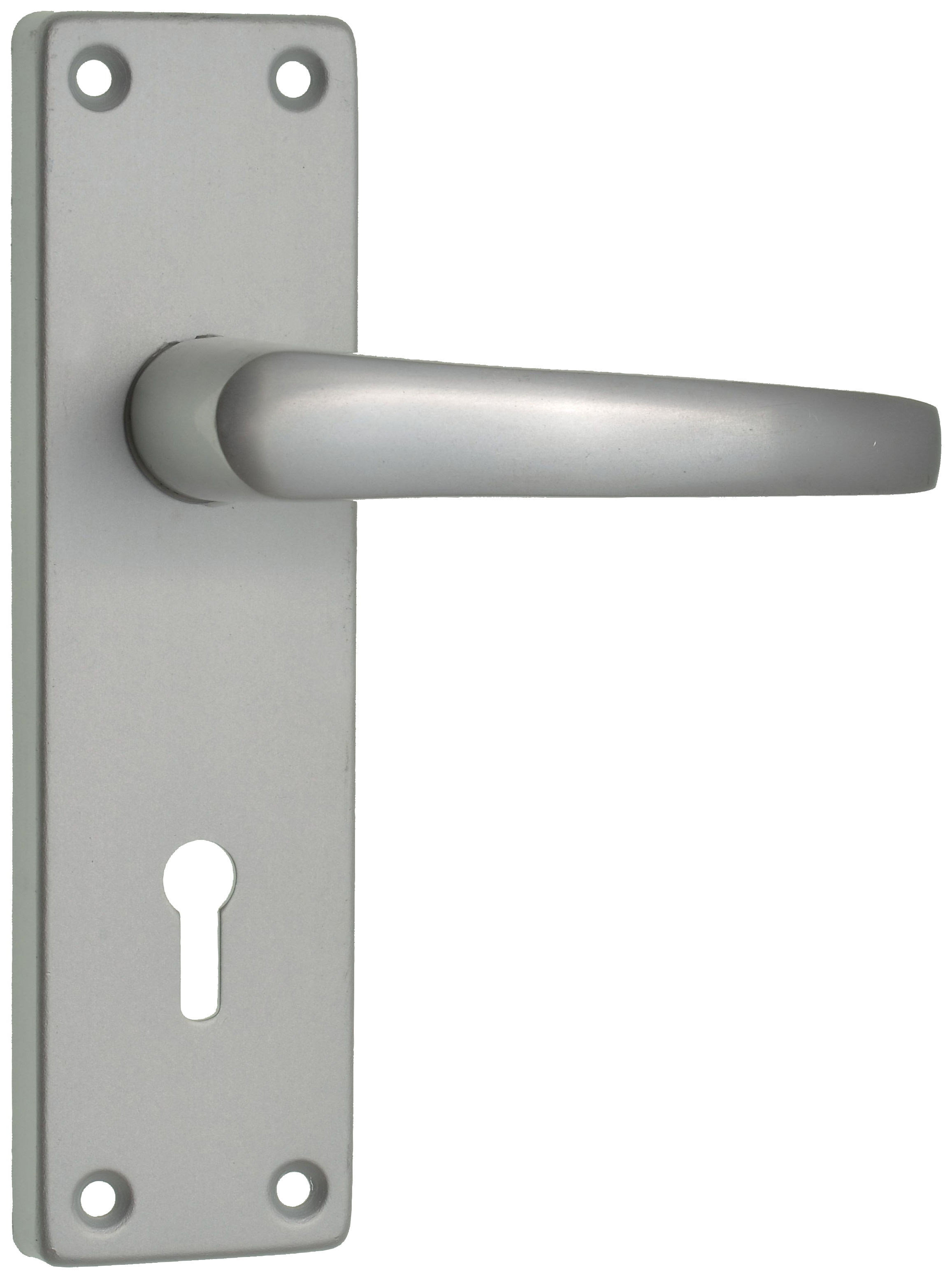 Image of Contract Satin Aluminium Lock Door Handle - 1 Pair