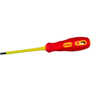 Wickes VDE 4mm Soft Grip Slotted Screwdriver - 100mm