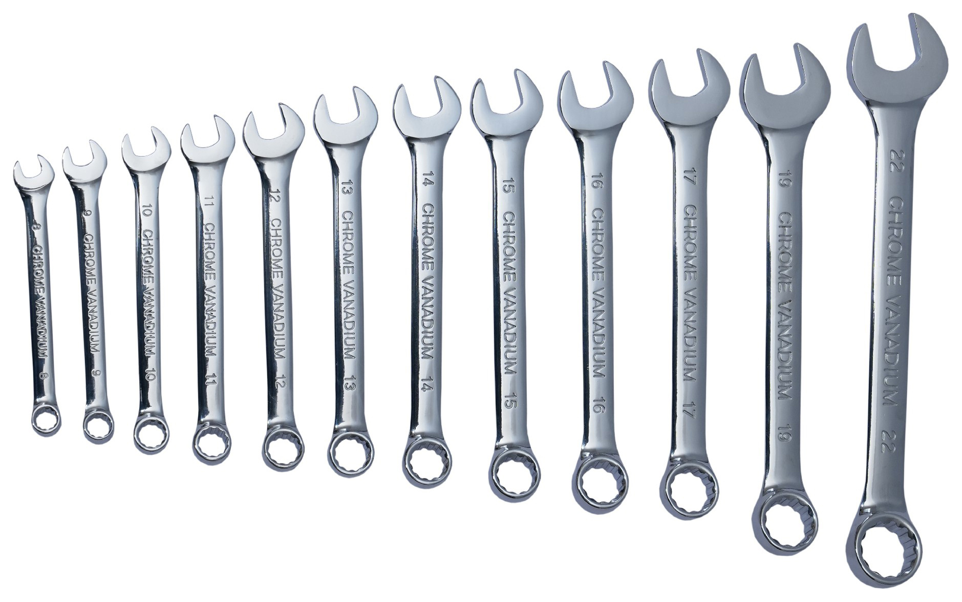 Image of Wickes Heavy Duty Chrome Plated 12 Piece Combination Spanner Set