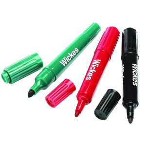 Wickes Permanent Twin Tip Marker Pens - Pack of 3