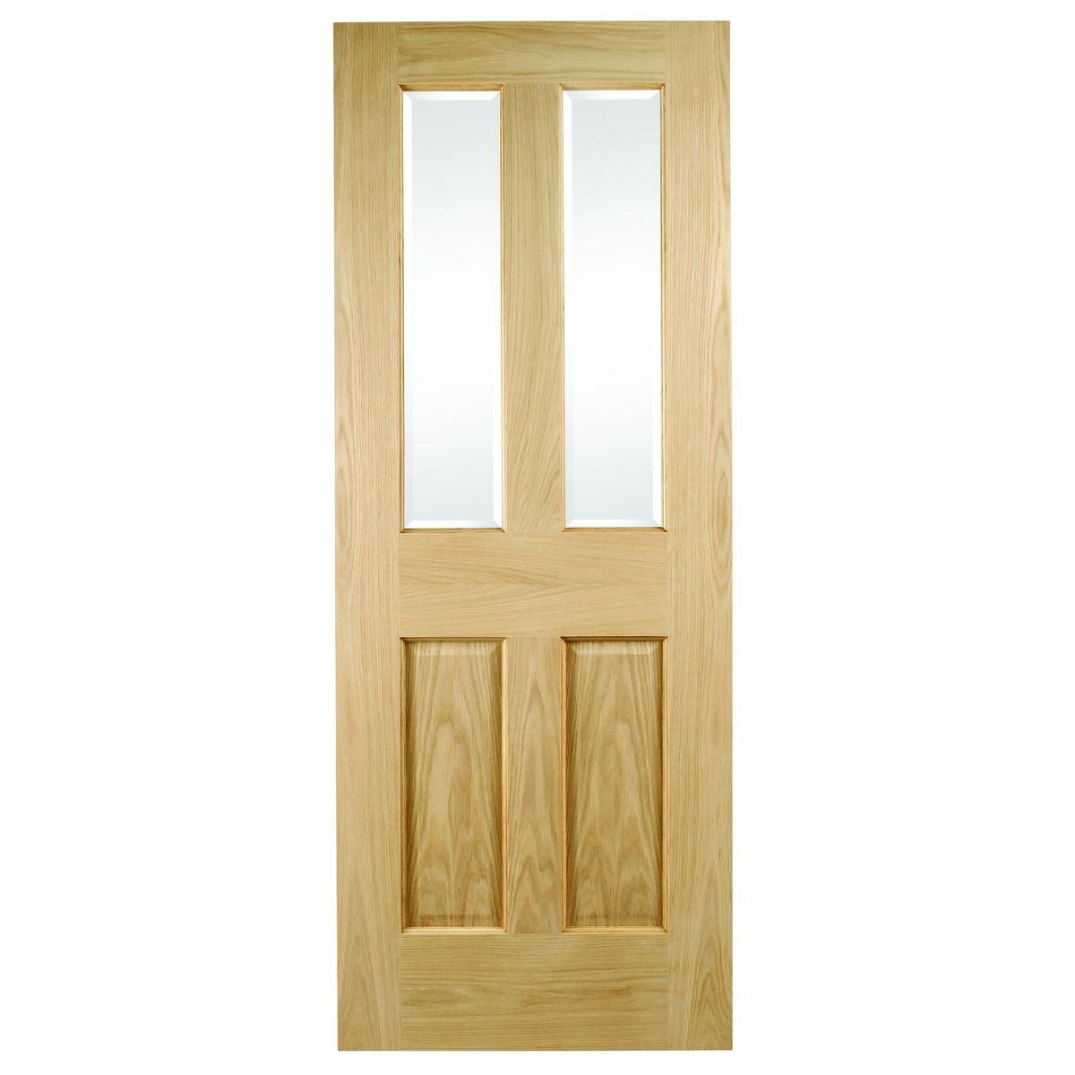 Image of Wickes Cobham Glazed Oak Veneer 4 Panel Internal Door - 1981 x 838mm