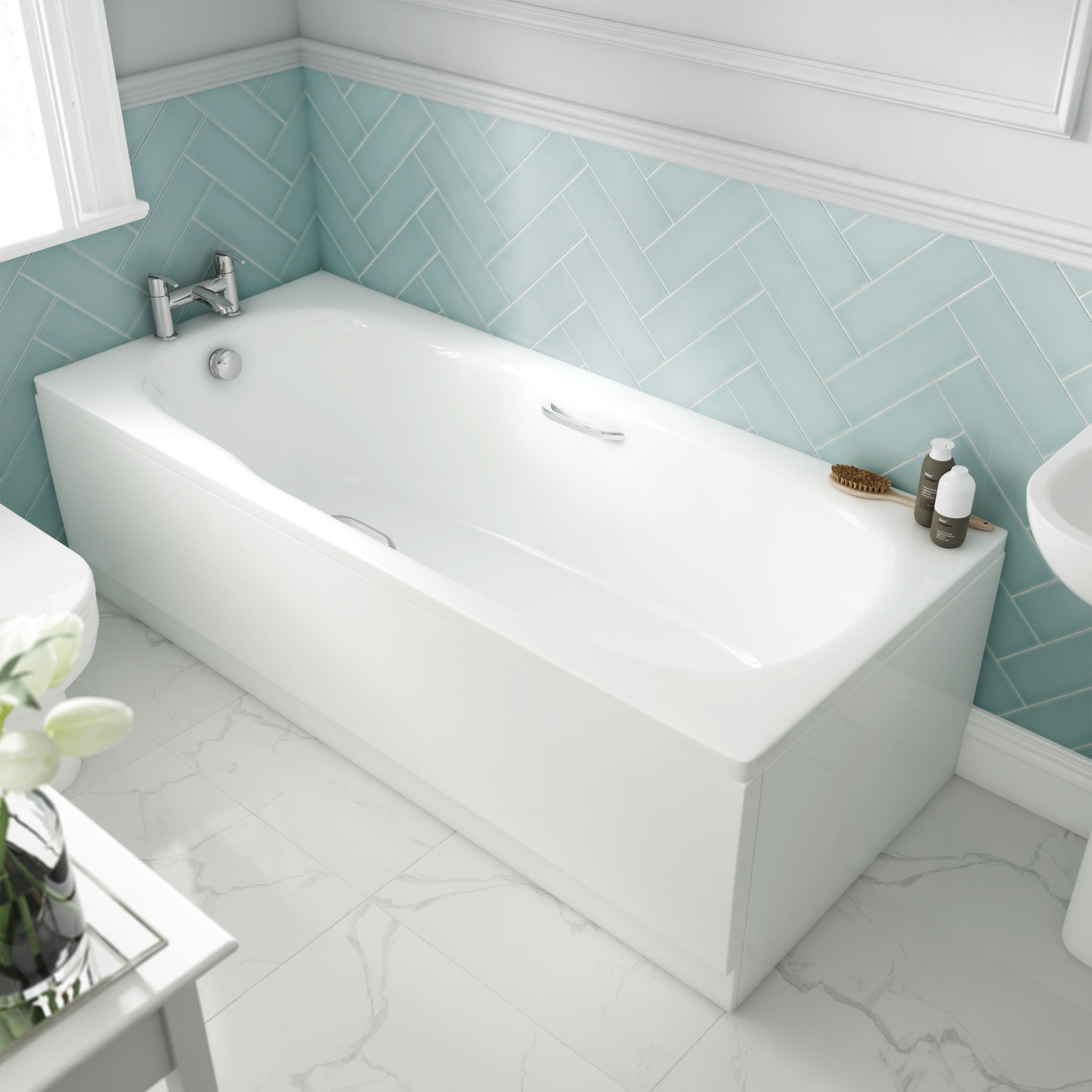 Wickes Avaris Enamel Coated Steel Straight Bath -