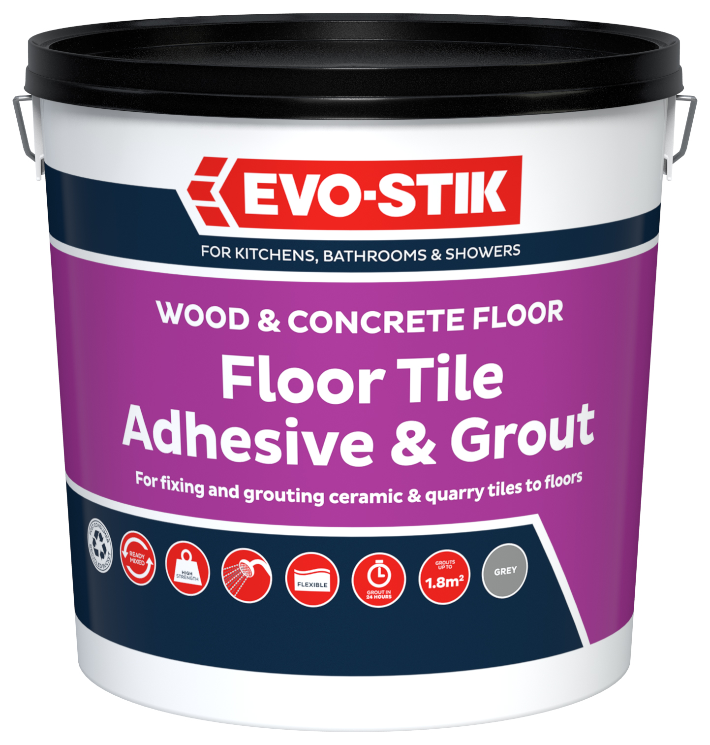 EVO-STIK 5L Wood & Concrete Floor Tile Adhesive & Grout - Grey
