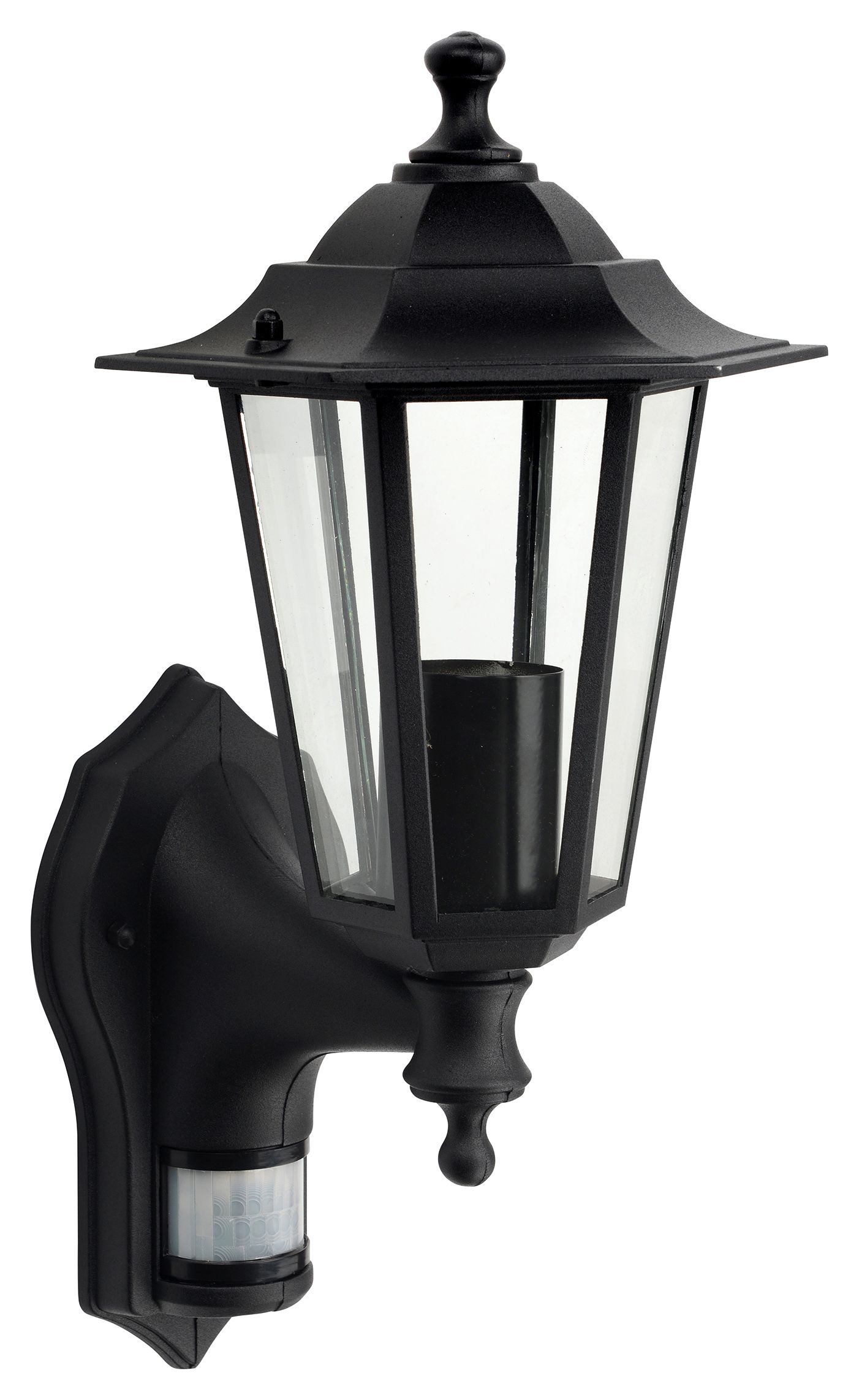 Wickes Black PIR Lantern Wall Light - 60W
